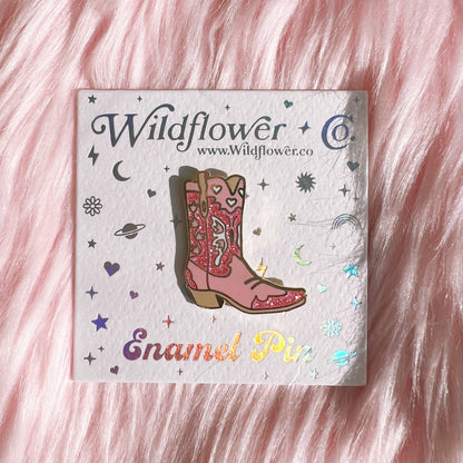 Wildflower Co - Cowgirl Boot westernlaars emaille pin roze