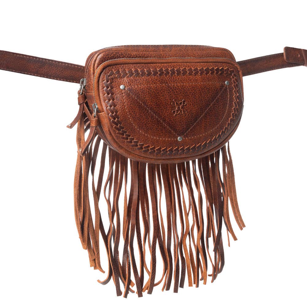 Myra Bag - Marsupio western in pelle conciata con frange Zidana Stormy Trails