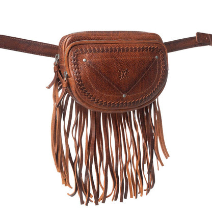 Myra Bag - Zidana Stormy Trails fringed tanned leather western hip bag