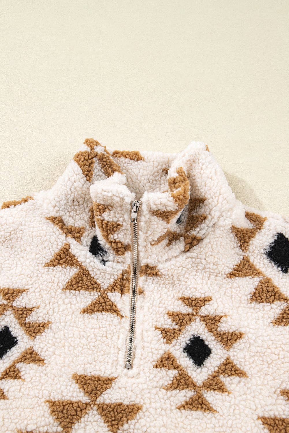 Pretty Bash - Western Aztec Sherpa Sweatshirt met 1/4 zip