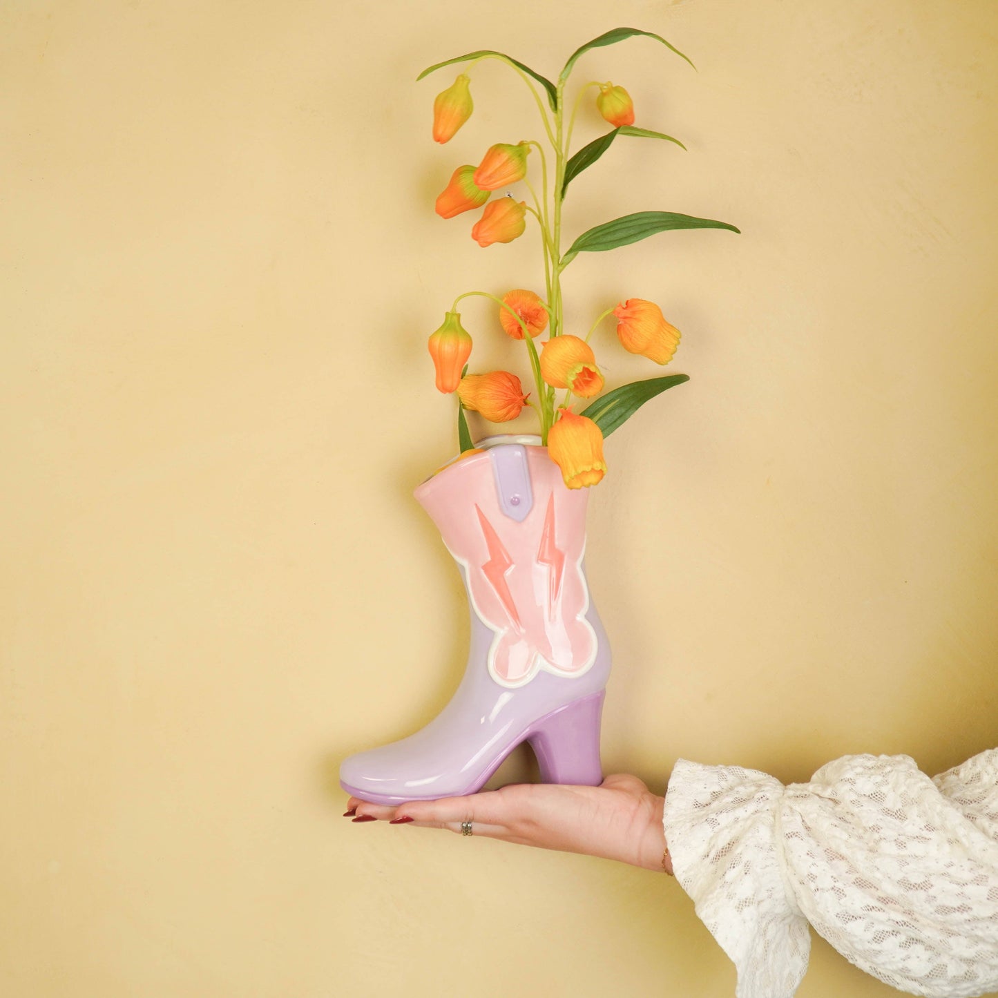 Housevitamin - Flower Vase, Boot Vase, Ceramic, Pink/Lilac