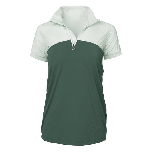 Dapplebay - Dames zip rijtop korte mouw licht teal/ evergreen
