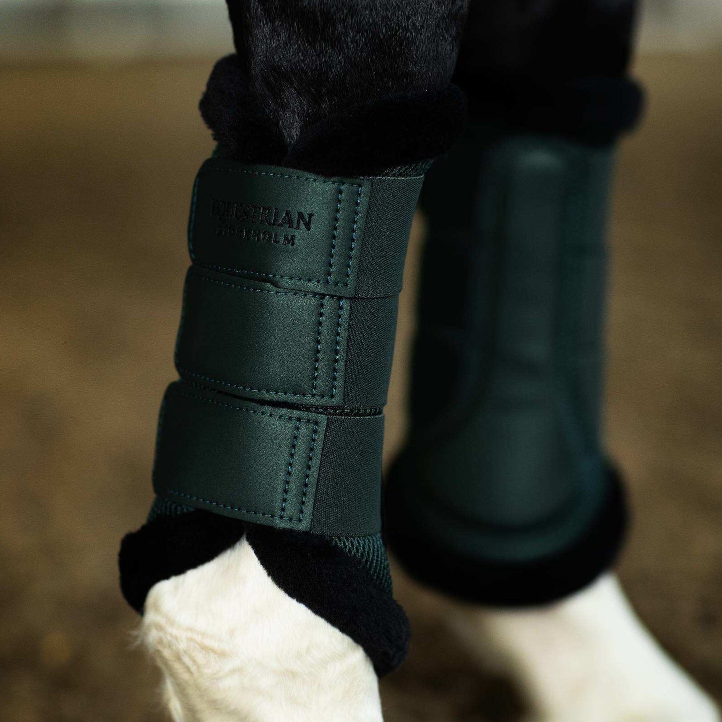 Equestrian Stockholm - FW26 Sycamore Green - Fur Mesh Brushing Boots beenbeschermers