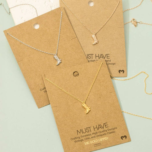 Fame - Necklace with gold-plated cowboy boot pendant