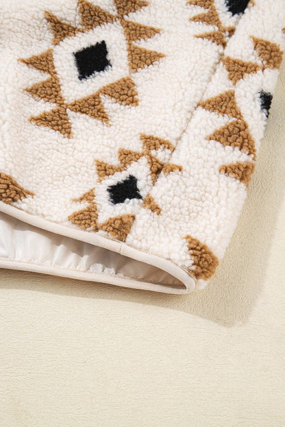 Pretty Bash - Western Aztec Sherpa Sweatshirt met 1/4 zip