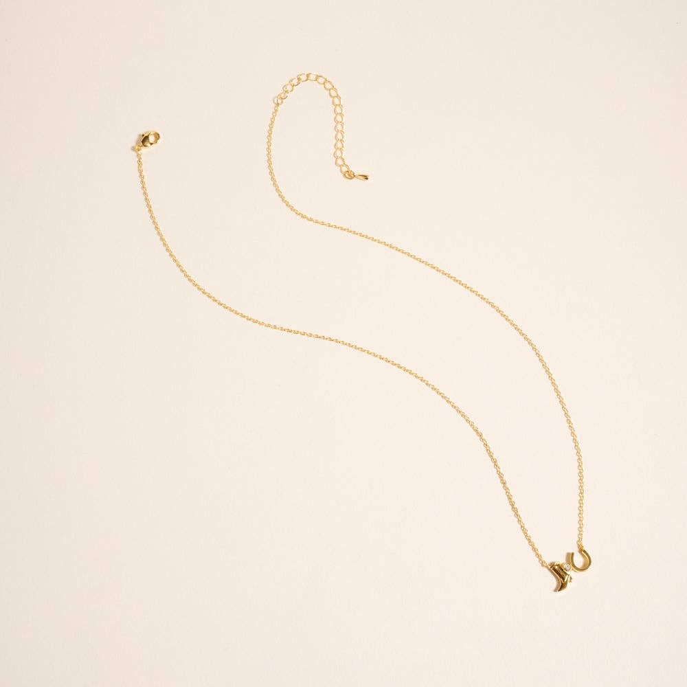 Designature - Gold Dipped Rodeo Boots Horseshoe Necklace
