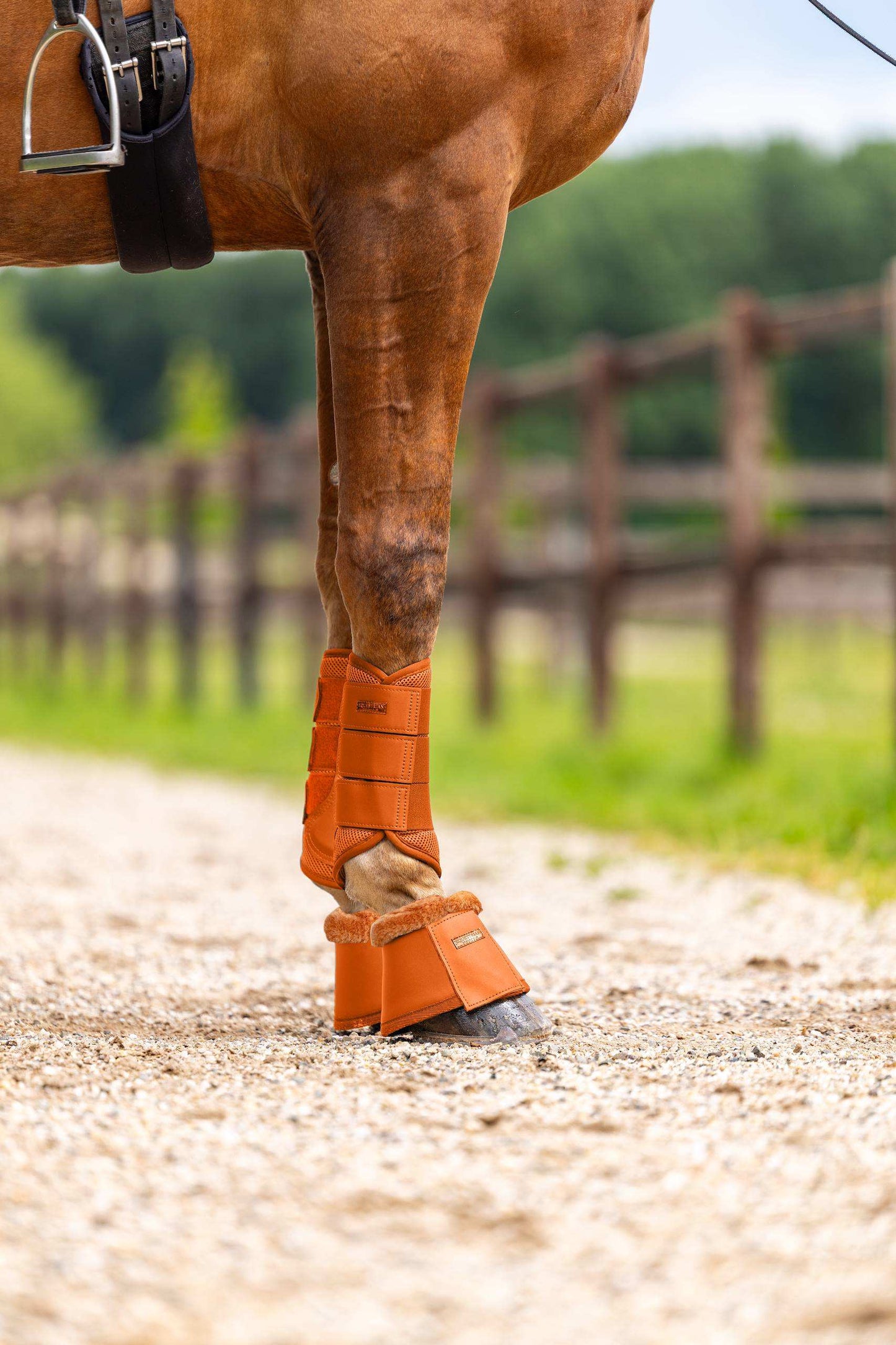 Equestrian Stockholm - FW26 Chestnut - Fur Mesh Brushing Boots beenbeschermers