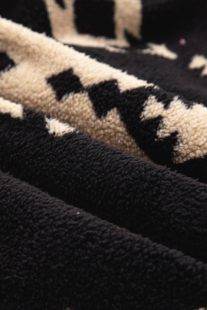 Pretty Bash - Western Aztec Fleece Half Zip Sweatshirt