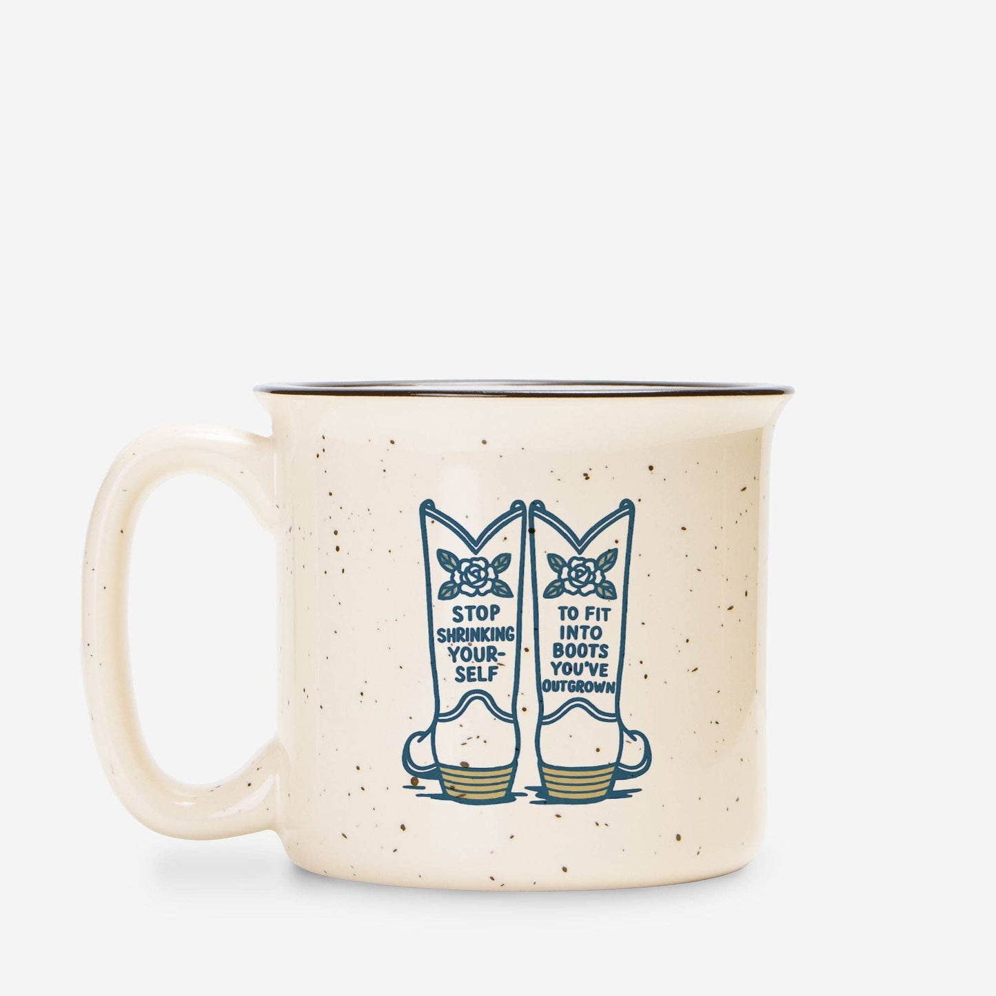 The Goods Co - Mug de camping en céramique crème tacheté 13oz Bottes Outgrown
