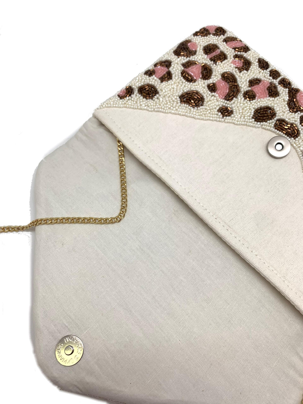 Pizzazz Inc - Roze luipaardclutch met kralen