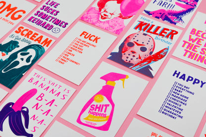 Studio Inktvis - Shit Happens Reinigingsspuitfles Risograph Postkaart