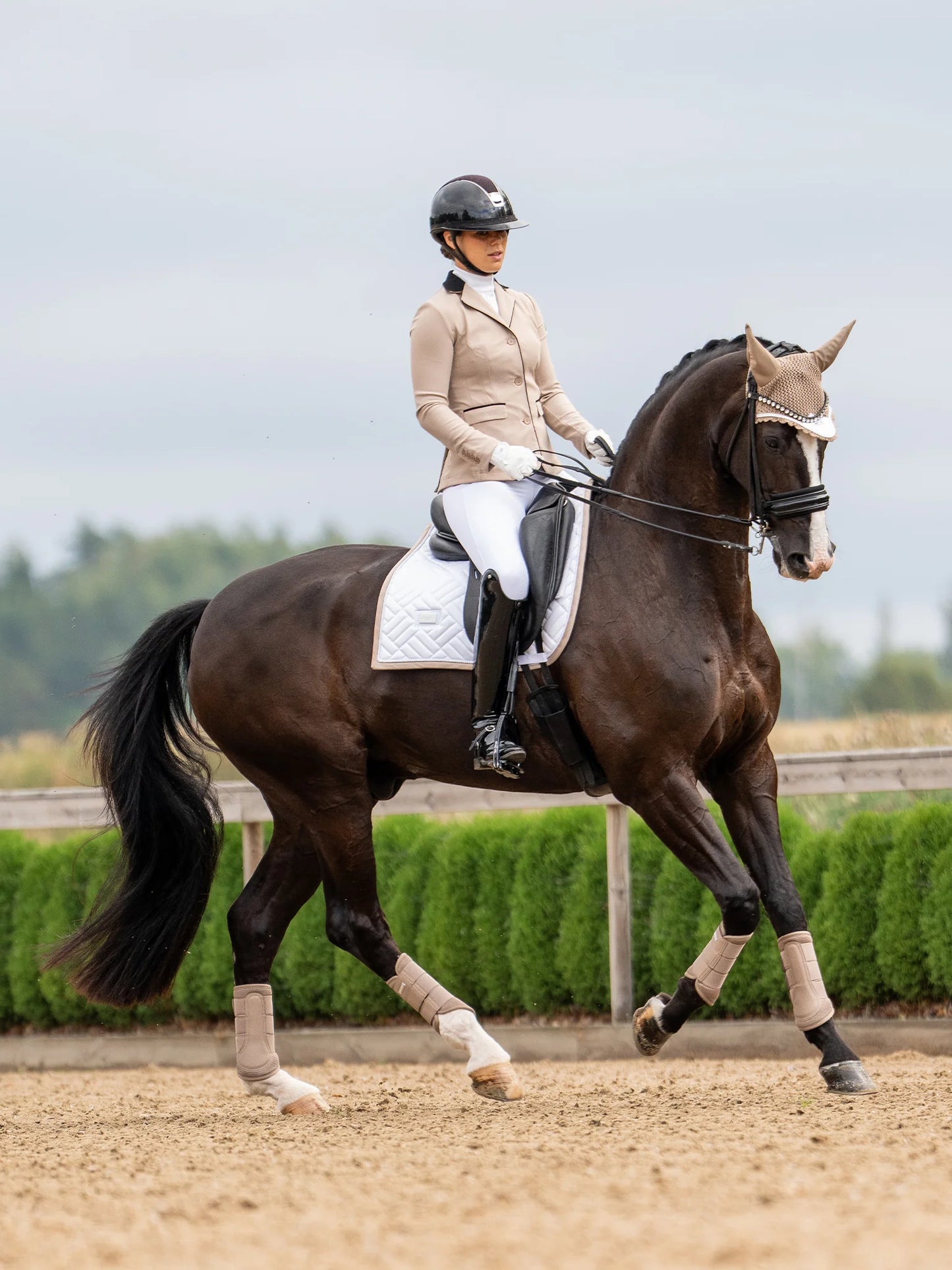 Equestrian Stockholm - SS26 Sable Blanc - Tapis de selle de dressage moderne dressuurzadeldek