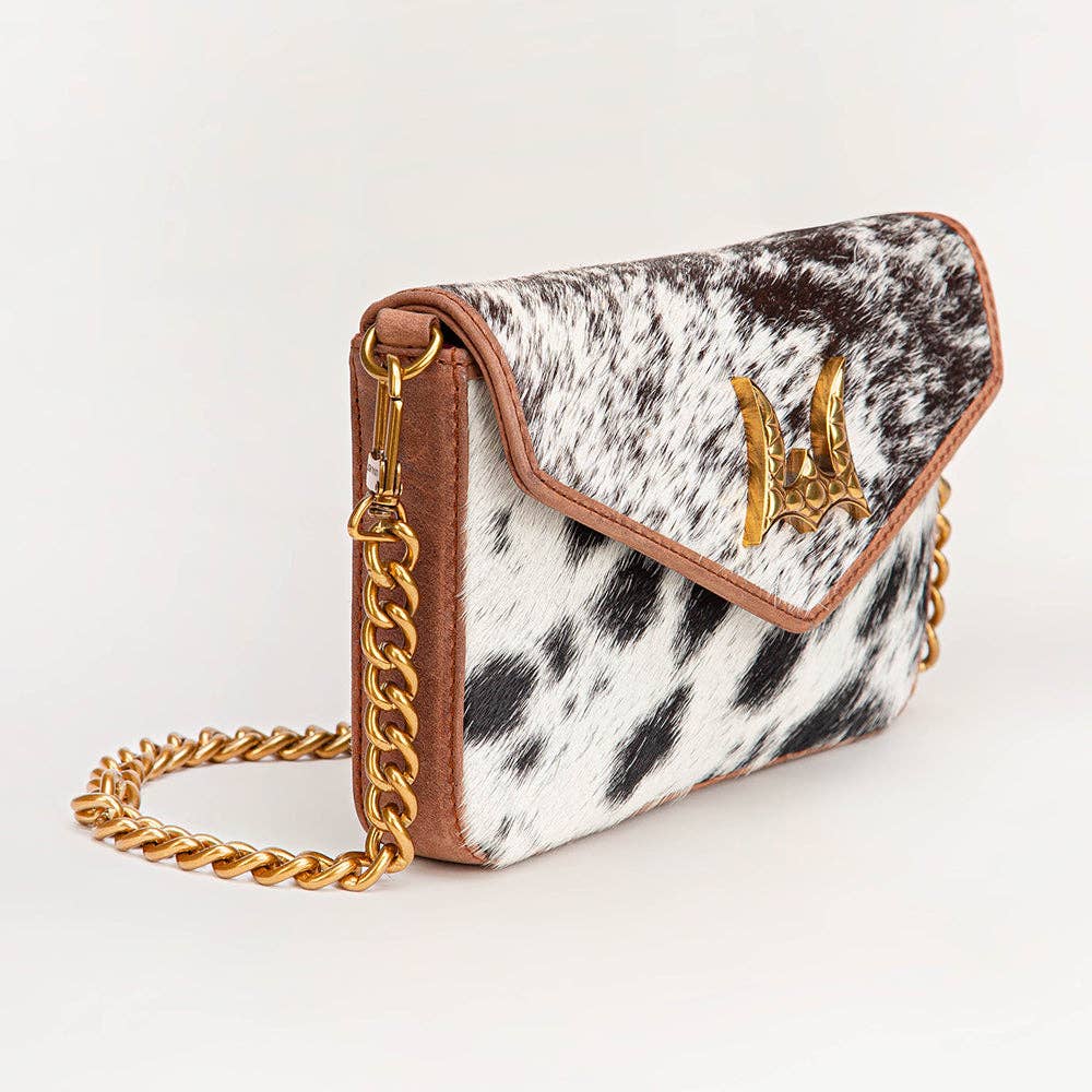 Myra Bag - Loyal West On The Go Mini kettingtas koeienhuid zwart & wit
