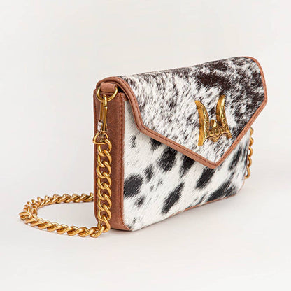 Myra Bag - Loyal West On The Go Mini kettingtas koeienhuid zwart & wit