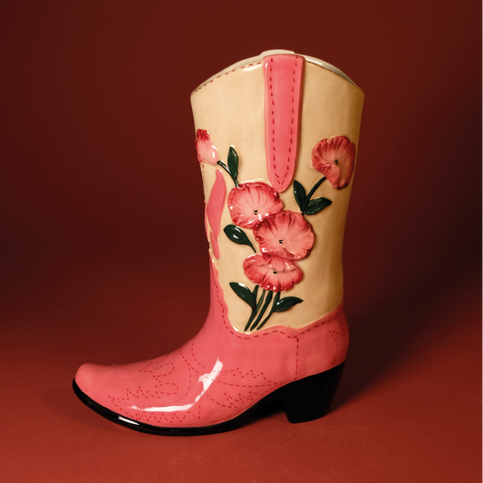 Blue Sky Clayworks - Hand-Painted Boot Vase Western Boot Vase Flowers