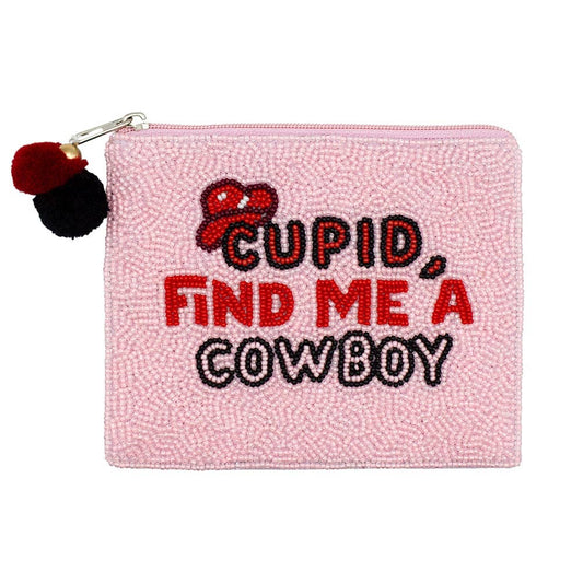 Pizzazz Inc - Sac perlé Kraaltjes porte-monnaie Cupidon, Trouve-moi un Cowboy rose/rouge