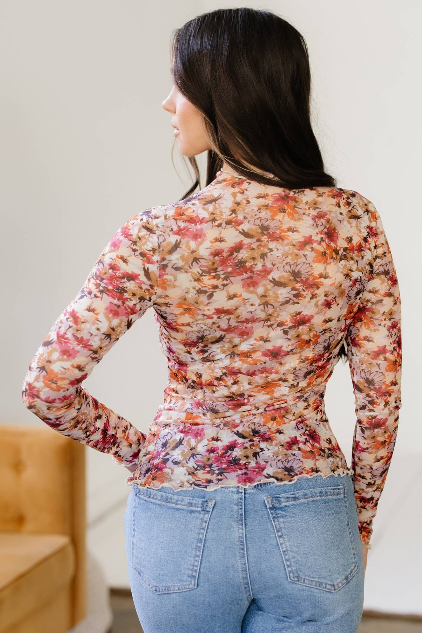 Pretty Bash - Bloemen Mesh Top Lange Mouwen