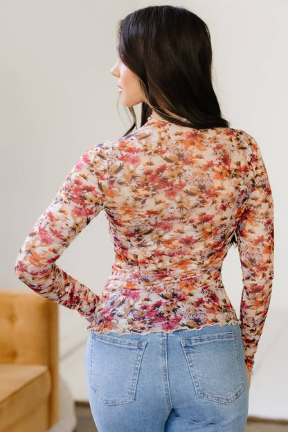 Pretty Bash - Bloemen Mesh Top Lange Mouwen