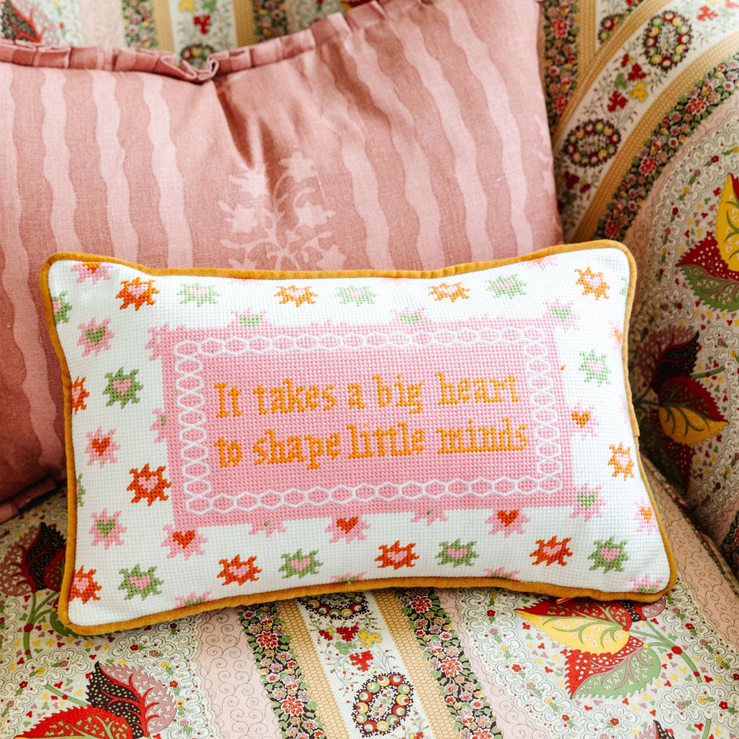 Furbish Studio - Embroidered cushion Big Heart