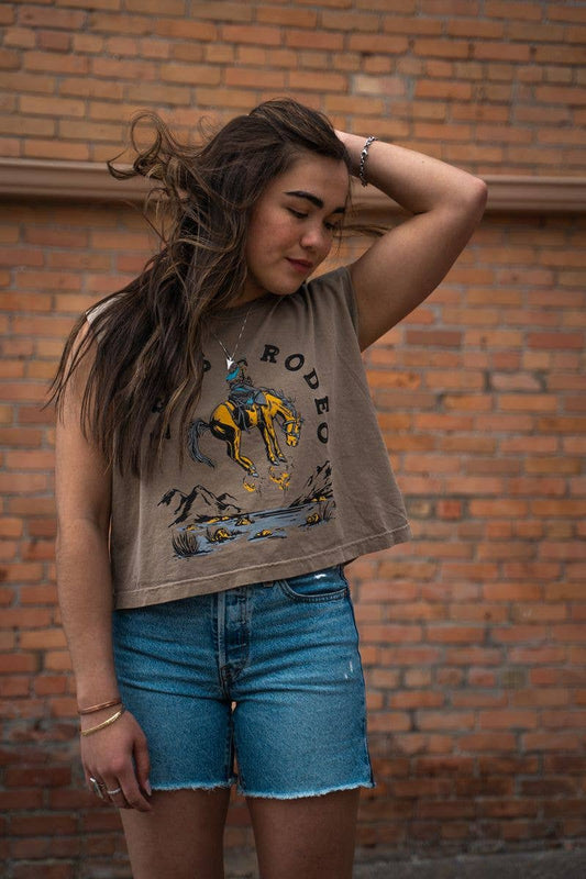The Montana Scene - T-shirt Let's Rodeo Muscle marrone sbiadito