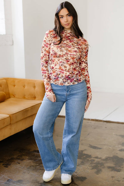 Pretty Bash - Bloemen Mesh Top Lange Mouwen