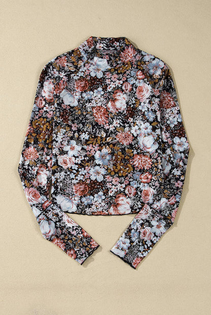 Pretty Bash - Bloemen Mesh top met lange mouwen