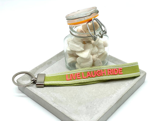 Parsley & Pepper - Porte-clés Live Laugh Ride vert olive