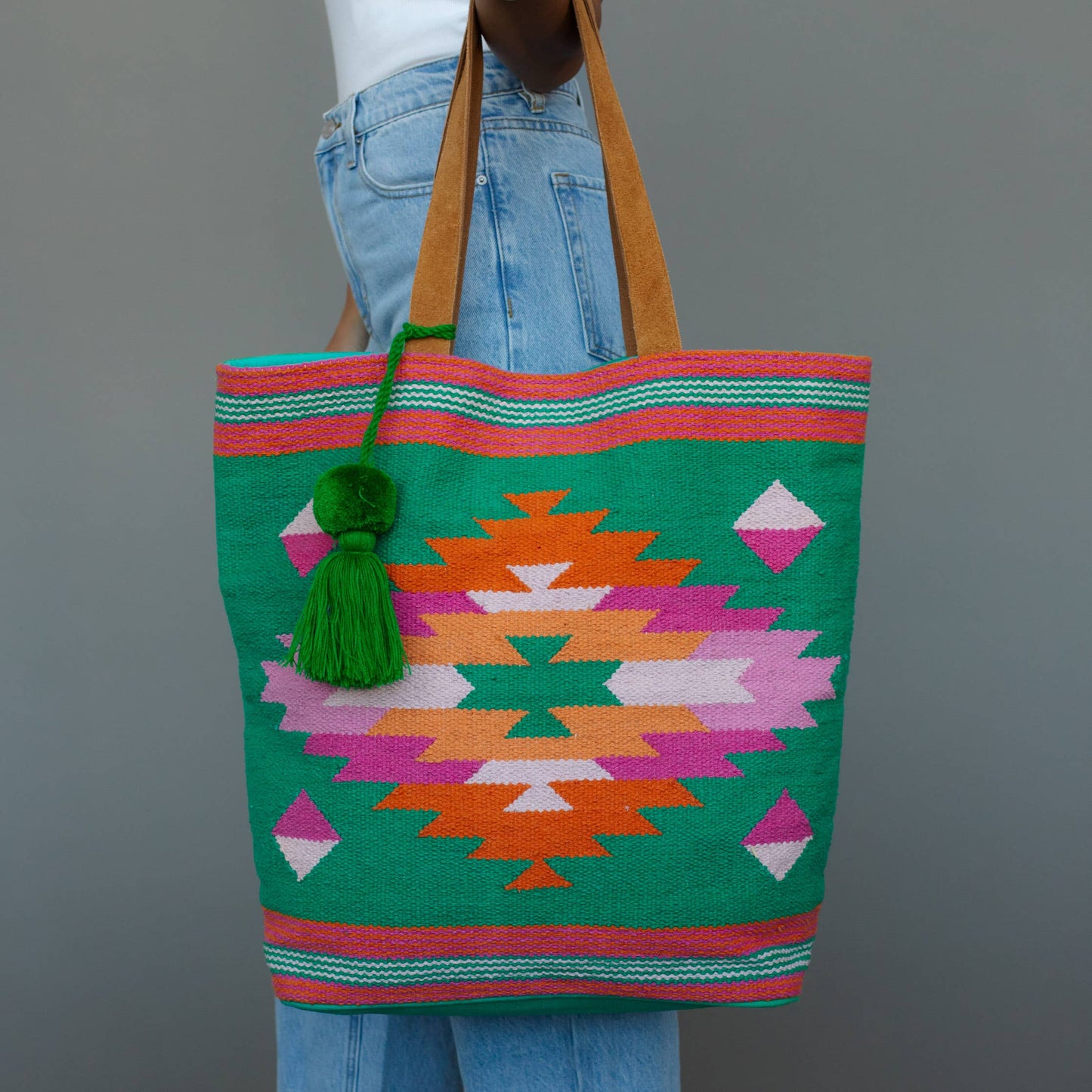 Panache Apparel Co - Sac fourre-tout western vert, rose et orange