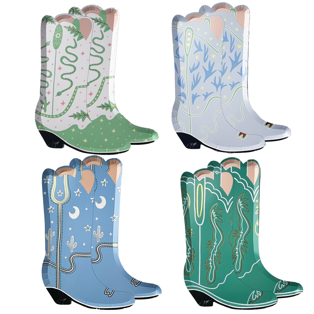 Jollity - Yeehaw Grote westernboots borden groen/blauw