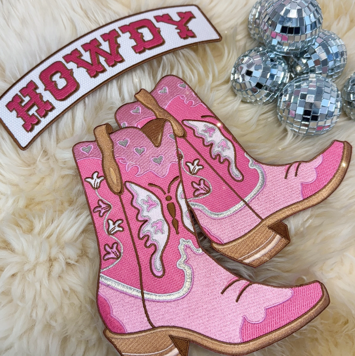 Wildflower Co - Pink Cowgirl western XL rugpatches Laarzen/ Howdy