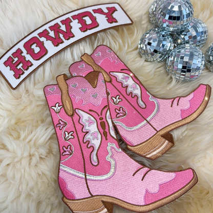Wildflower Co - Pink Cowgirl Western XL Rückenpatches Stiefel/ Howdy