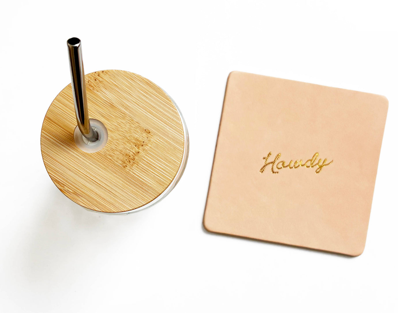 Portmanteau - Howdy Embossed Leren Onderzetter Set Western Onderzetters