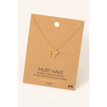 Fame - Goldene oder silberne Halskette Hufeisen und Steinchen