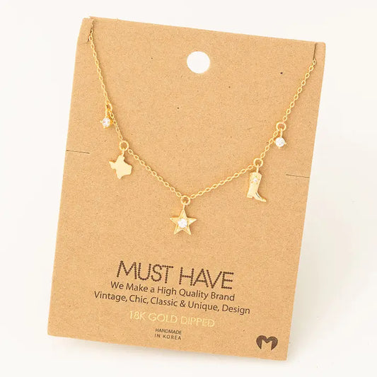 Fame - Texas star boots bedelketting goud of zilver