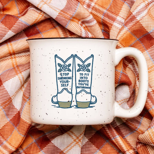 The Goods Co - Ceramic Camp Mug Speckled Cream 13oz Outgrown Boots