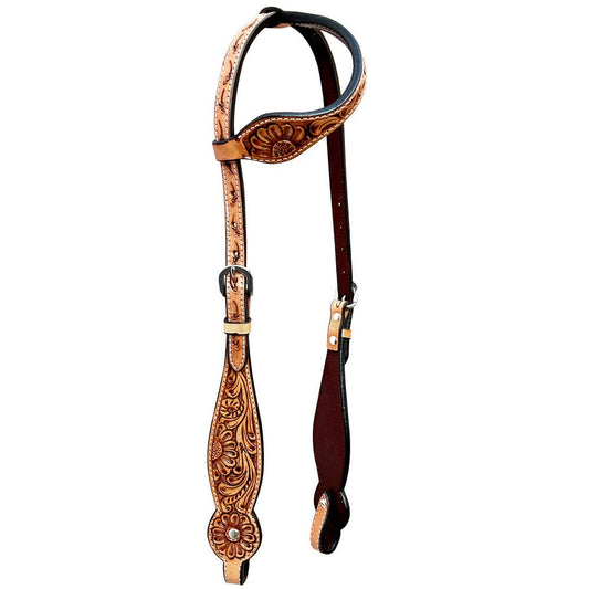 LS Western - Western Lederen one-ear hoofdstel met flower-tooling