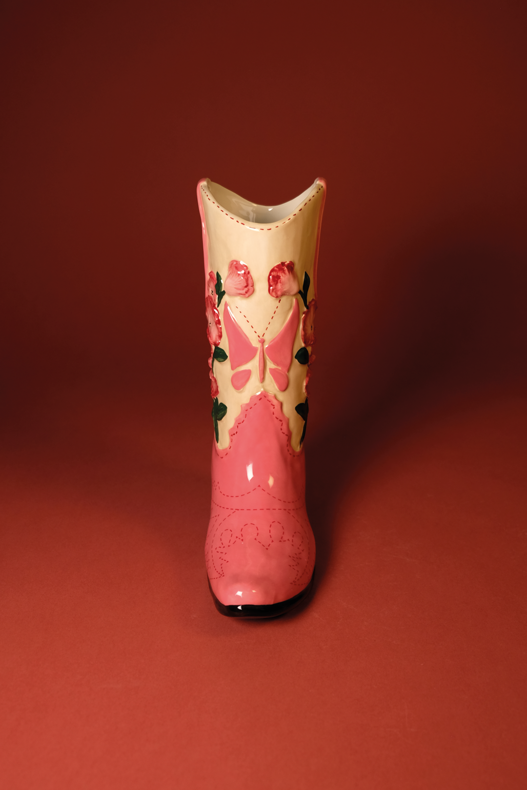 Blue Sky Clayworks - Vase botte Western peint à la main pour fleurs
