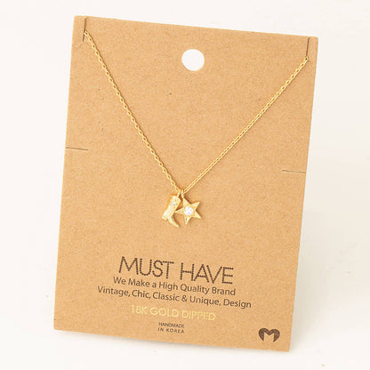 Fame - Collana con stivali da cowboy western e stella dorata/argento