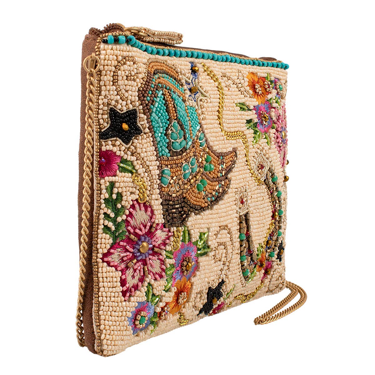 Mary Frances - Pochette luxe ivoire bottes western et fer à cheval avec perles
