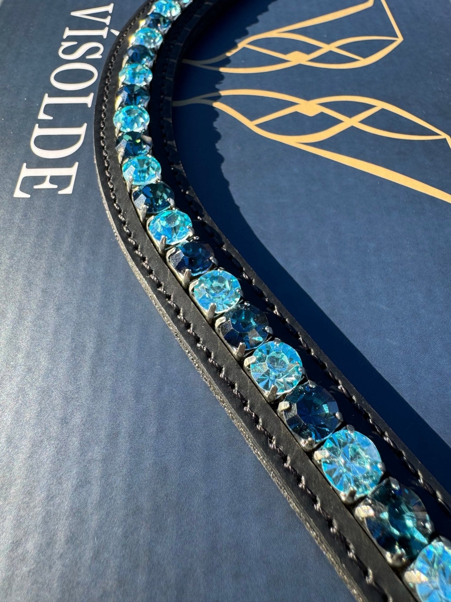 Vísolde - Frontriem Turquoise en Donkerblauw mix