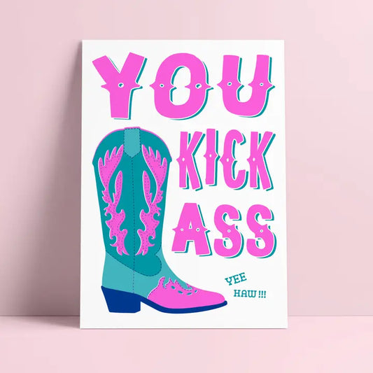 Studio Inktvis - Wenskaart You kick ass Roze
