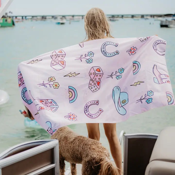 Katydid - Cowgirl western quick dry towel blue/pink