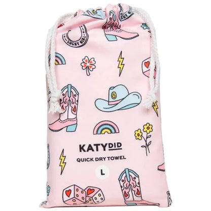 Katydid - Cowgirl Western schnelltrocknendes Handtuch blau/rosa