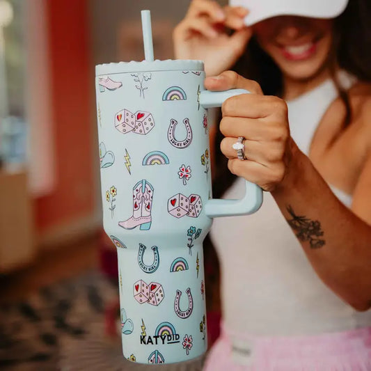 Katydid - Tumbler Cowgirl western mint 38Oz thermosbeker
