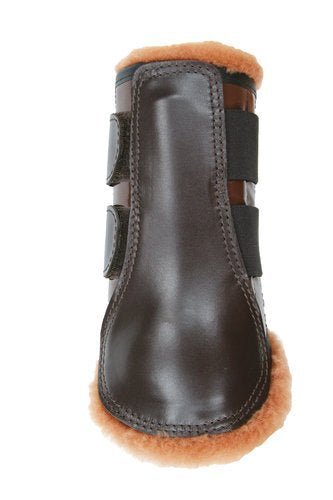 Lederen beenbeschermers met lamswol