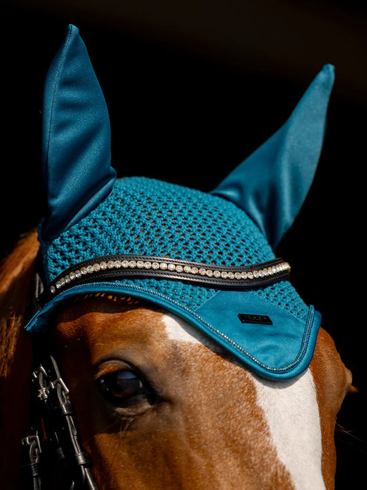 Equestrian Stockholm - FW25 Teal Blue - Ear Bonnet Moderne Fliegenhaube