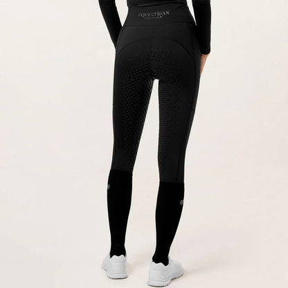 Equestrian Stockholm - Core Collection - All Black Riding Tights Movement rijlegging (full-seat)