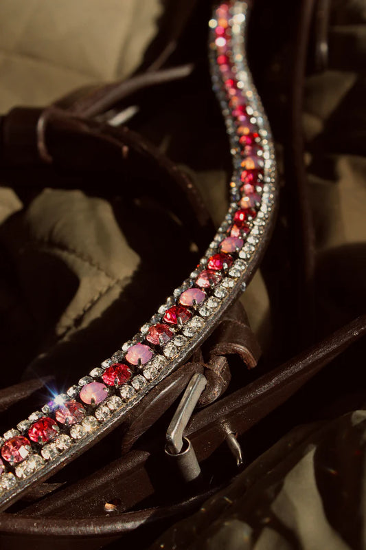 Lucas & Lilli - Diamante Browband black leather Pink Candy