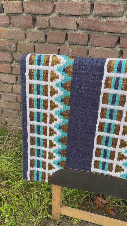 FMH - Masterpad Arena - Western Showblanket S010 - donkerblauw/ turquoise/ bruin