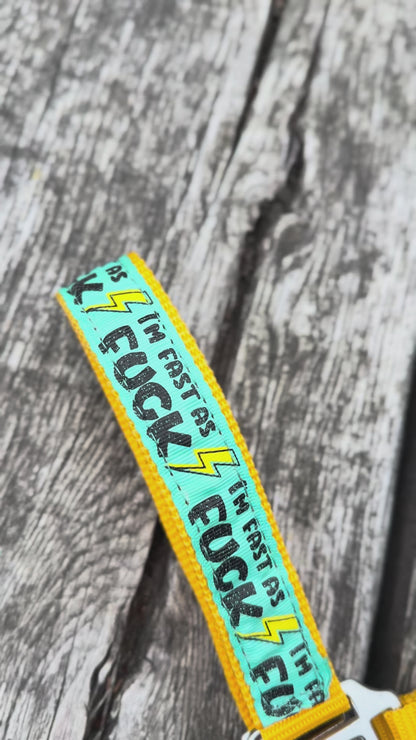 FMH - Nylon geel halster ‘Fast as F*CK’